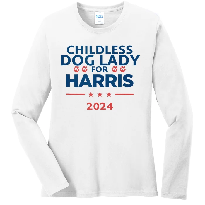 Childless Dog Lady For Harris 2024 Ladies Long Sleeve Shirt