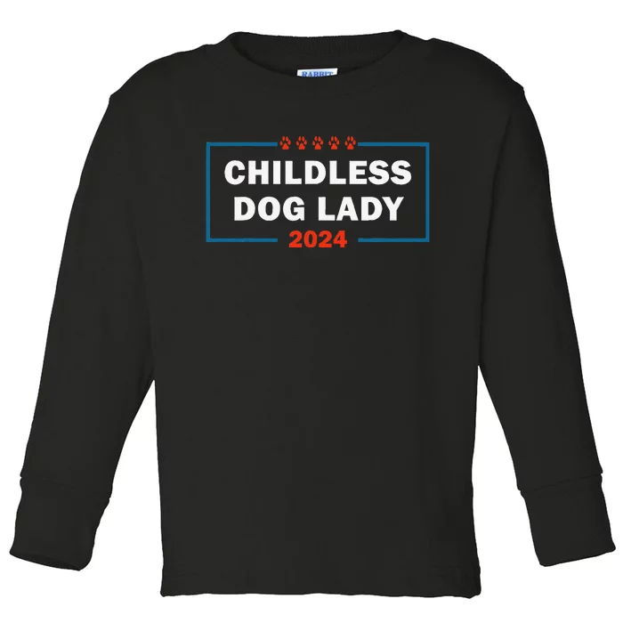 Childless Dog Lady Is Voting Kamala Election Usa 2024 Toddler Long Sleeve Shirt