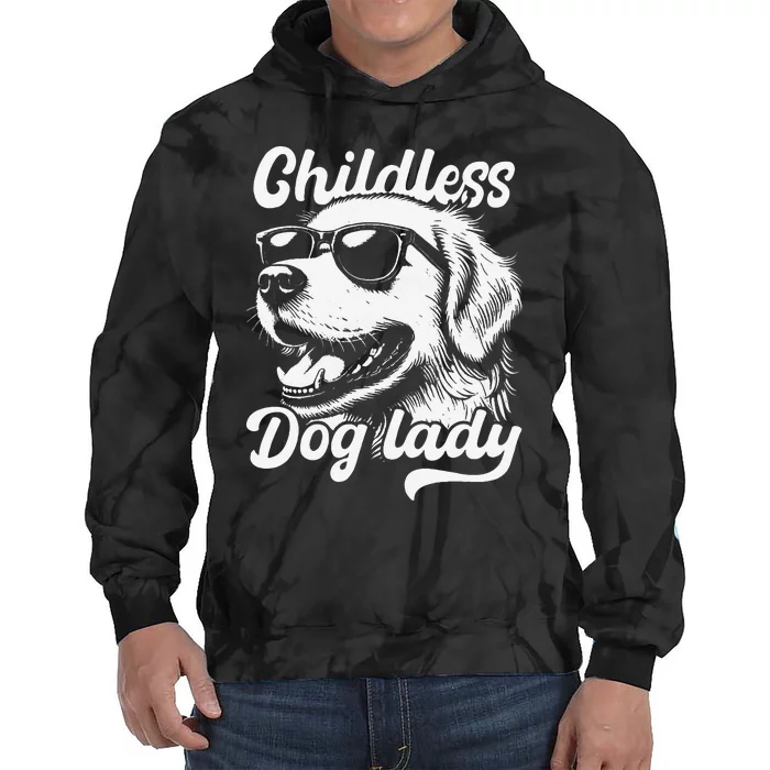 Childless Dog Lady Funny Dog Lover Meme Tie Dye Hoodie