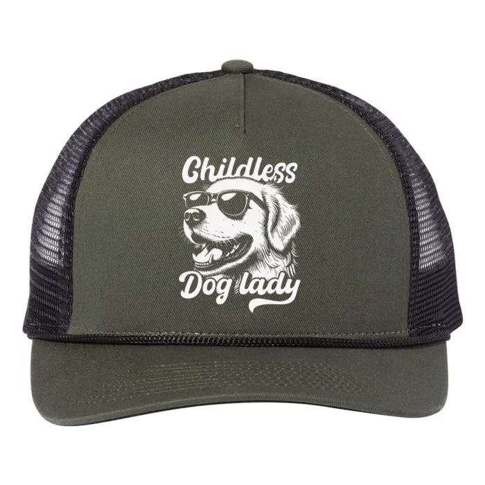 Childless Dog Lady Funny Dog Lover Meme Retro Rope Trucker Hat Cap