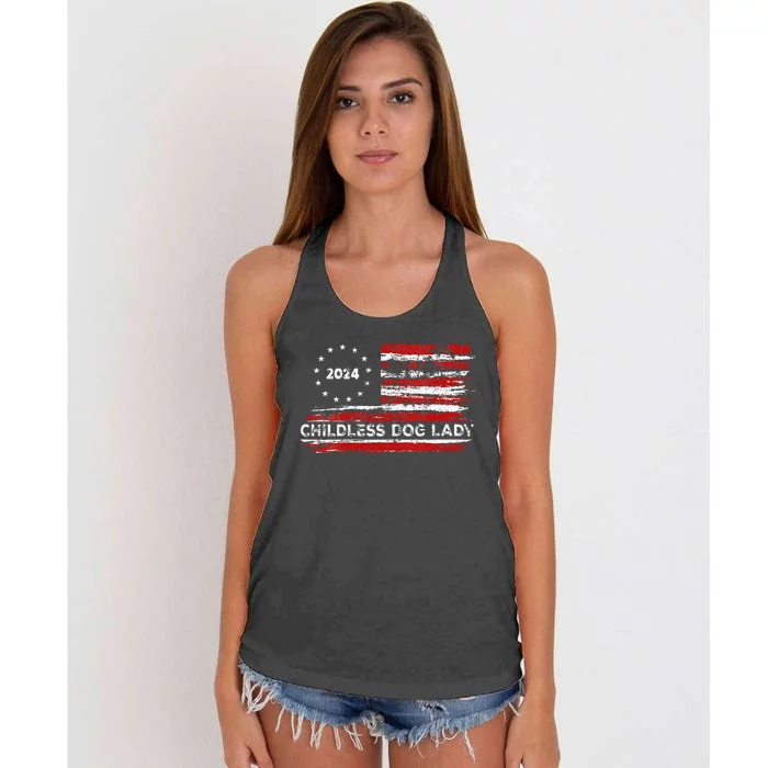 Childless Dog Lady Us Flag Vintage 2024 Women's Knotted Racerback Tank