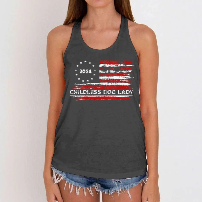 Childless Dog Lady Us Flag Vintage 2024 Women's Knotted Racerback Tank