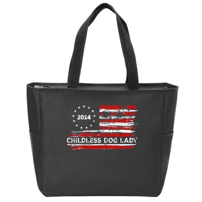 Childless Dog Lady Us Flag Vintage 2024 Zip Tote Bag