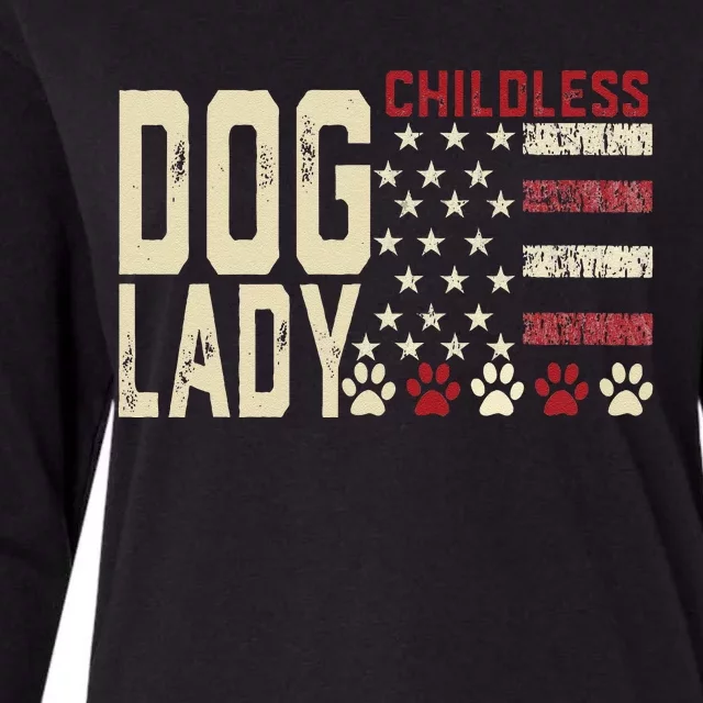 Childless Dog Lady Vote 2024 Us Flag Democratic President Womens Cotton Relaxed Long Sleeve T-Shirt