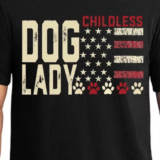 Childless Dog Lady Vote 2024 Us Flag Democratic President Pajama Set