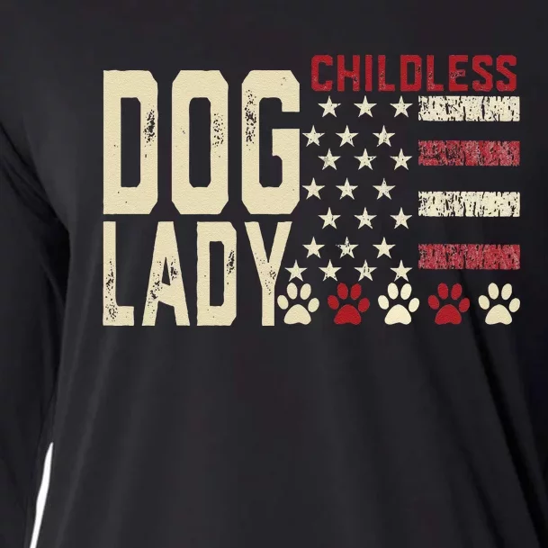 Childless Dog Lady Vote 2024 Us Flag Democratic President Cooling Performance Long Sleeve Crew