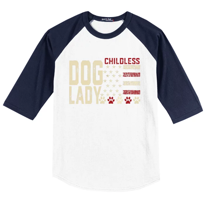 Childless Dog Lady Vote 2024 Us Flag Democratic President Baseball Sleeve Shirt