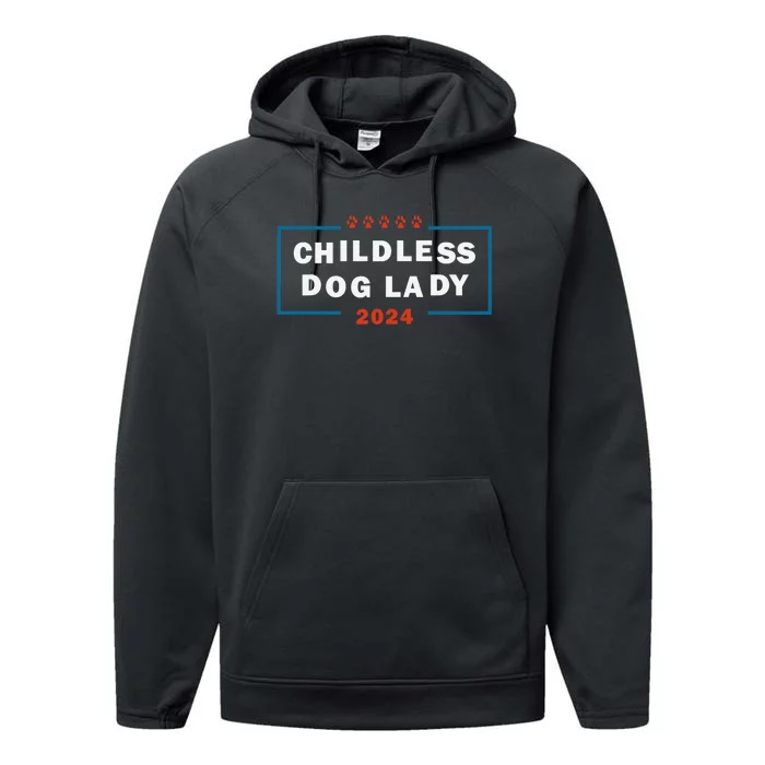 Childless Dog Lady Is Voting Kamala Election Usa 2024 Pro Democrat Performance Fleece Hoodie