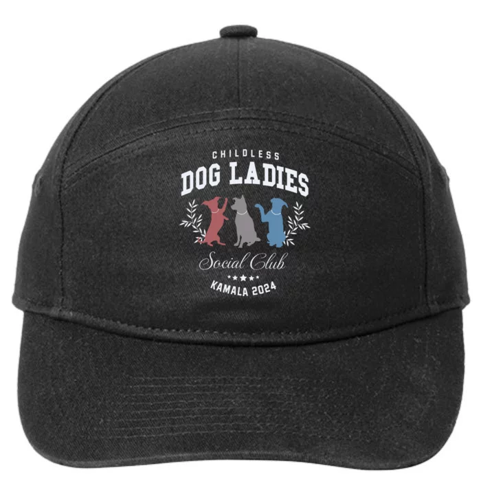 Childless Dog Lady Social Club President Kamala Harris 2024 7-Panel Snapback Hat