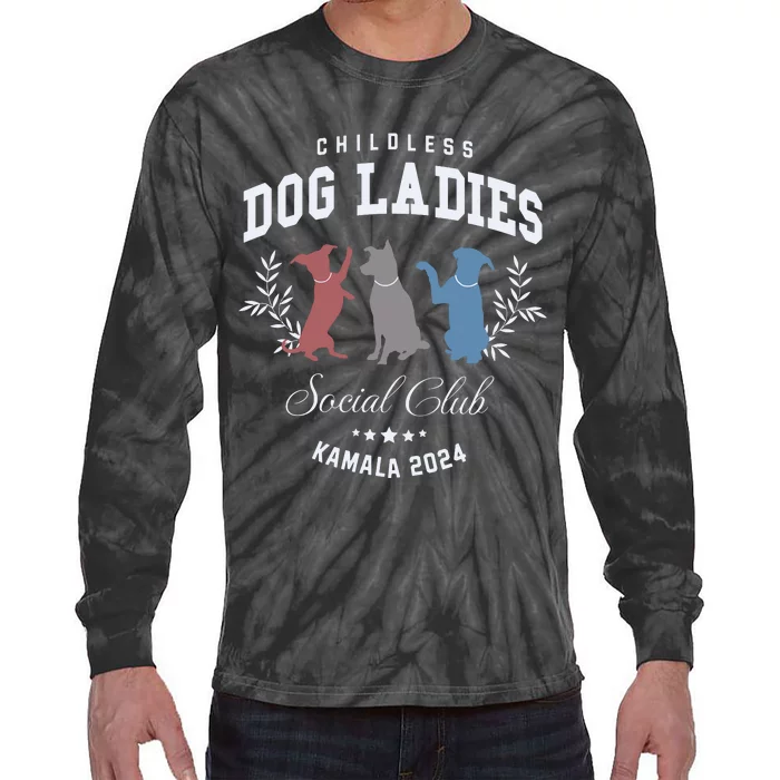 Childless Dog Lady Social Club President Kamala Harris 2024 Tie-Dye Long Sleeve Shirt