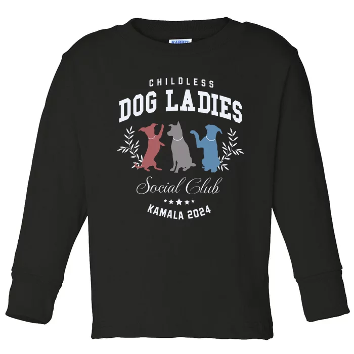 Childless Dog Lady Social Club President Kamala Harris 2024 Toddler Long Sleeve Shirt