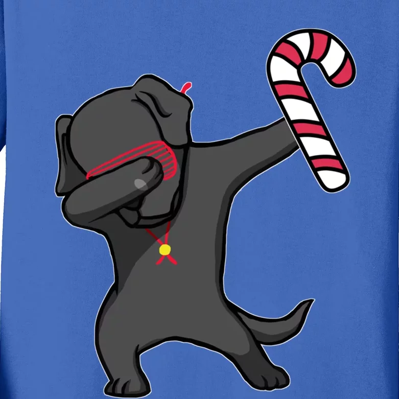 Christmas Dabbing Labrador Puppy Dog Candy Cane Dance Gift Funny Gift Kids Long Sleeve Shirt