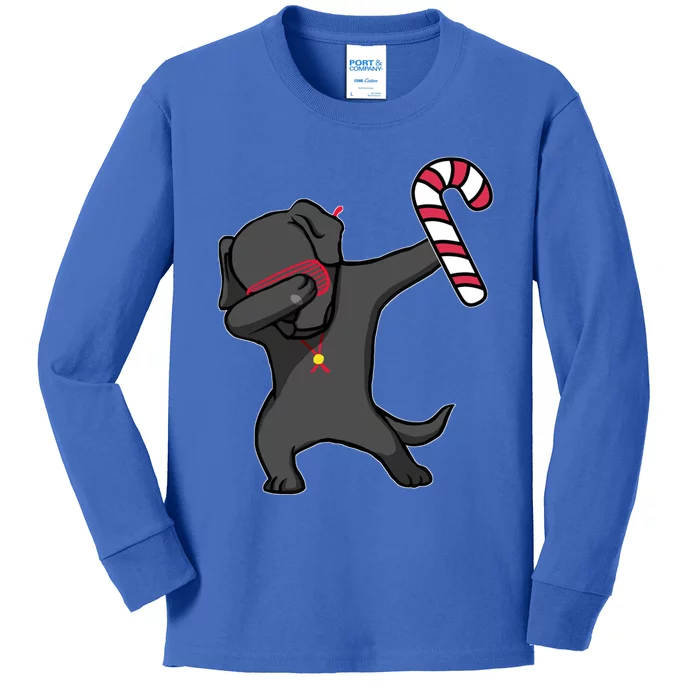 Christmas Dabbing Labrador Puppy Dog Candy Cane Dance Gift Funny Gift Kids Long Sleeve Shirt