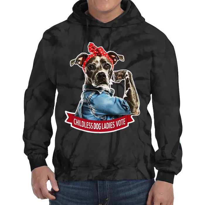 Childless Dog Ladies Vote Gift Tie Dye Hoodie