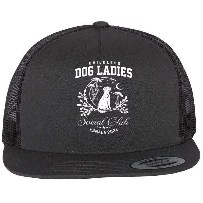 Childless Dog Lady Social Club President Kamala Harris 2024 Flat Bill Trucker Hat