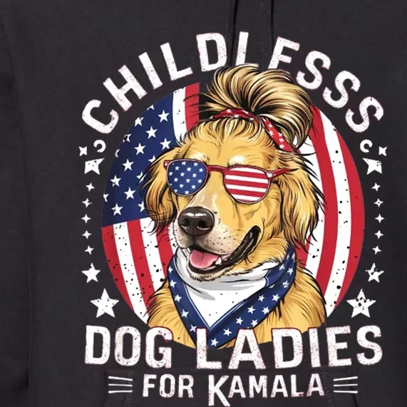 Childless Dog Ladies For Kamala Hariss Golden Retriever Premium Hoodie