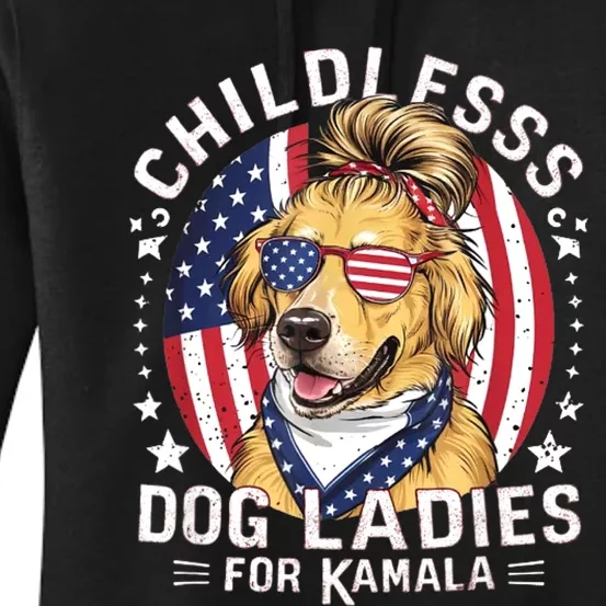 Childless Dog Ladies For Kamala Hariss Golden Retriever Women's Pullover Hoodie