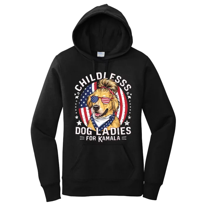 Childless Dog Ladies For Kamala Hariss Golden Retriever Women's Pullover Hoodie