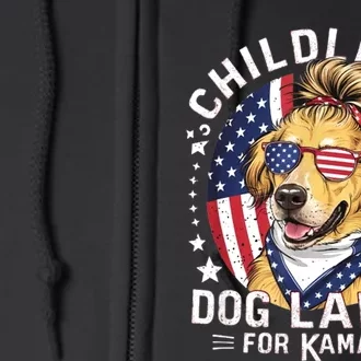 Childless Dog Ladies For Kamala Hariss Golden Retriever Full Zip Hoodie