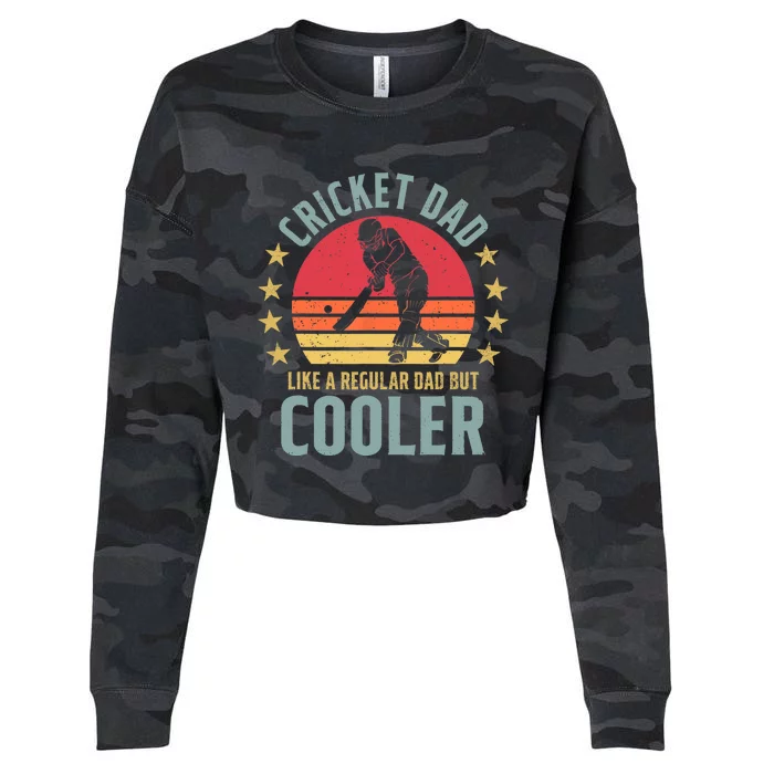 Cricket Dad Like A Regular Dad But Cooler Retro Vintage Cropped Pullover Crew