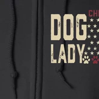 Childless Dog Lady Vote 2024 Us Flag Democratic President Gift Full Zip Hoodie