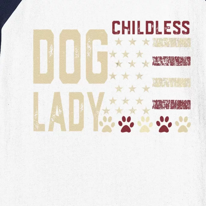 Childless Dog Lady Vote 2024 Us Flag Democratic President Gift Baseball Sleeve Shirt