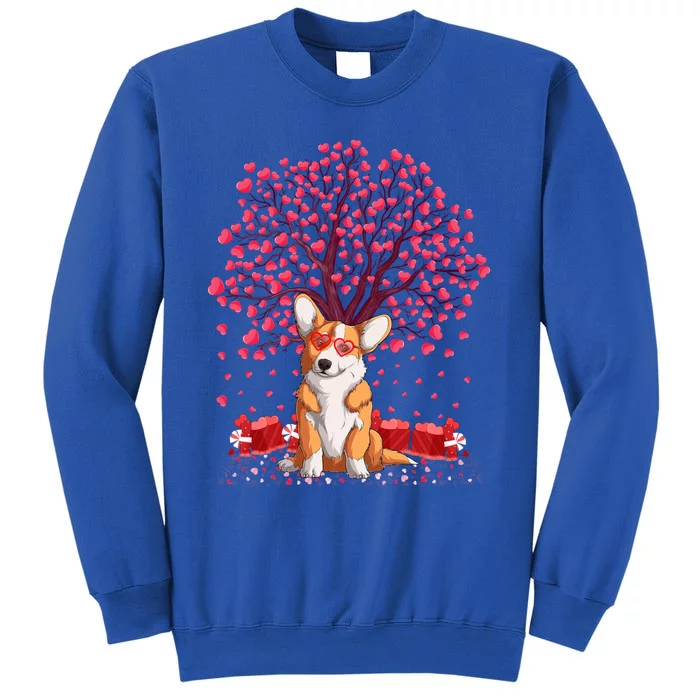 Corgi Dog Lover Heart Tree Corgi Valentine's Day Gift Tall Sweatshirt