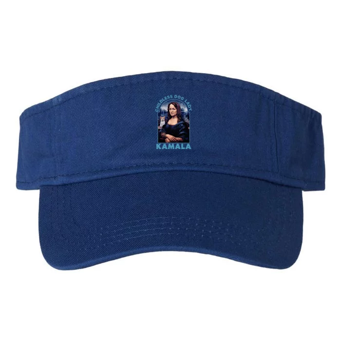 Childless Dog Ladies Vote Blue Mona Lisa With Dog Loves 2024 Valucap Bio-Washed Visor