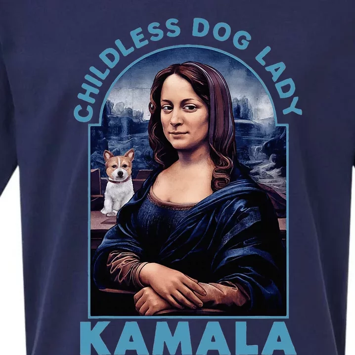 Childless Dog Ladies Vote Blue Mona Lisa With Dog Loves 2024 Sueded Cloud Jersey T-Shirt