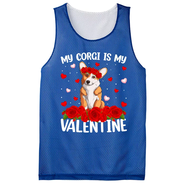 Corgi Dog Lover Red Rose Flower Corgi Valentine's Day Gift Mesh Reversible Basketball Jersey Tank