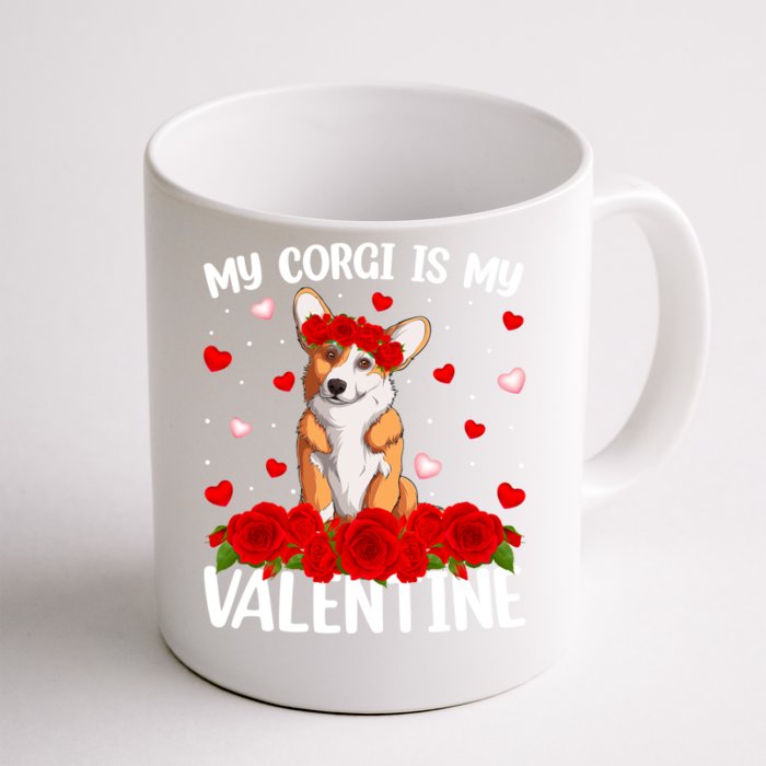 Corgi Dog Lover Red Rose Flower Corgi Valentine's Day Gift Front & Back Coffee Mug