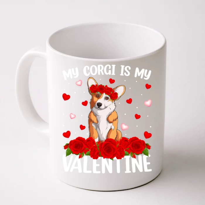 Corgi Dog Lover Red Rose Flower Corgi Valentine's Day Gift Front & Back Coffee Mug