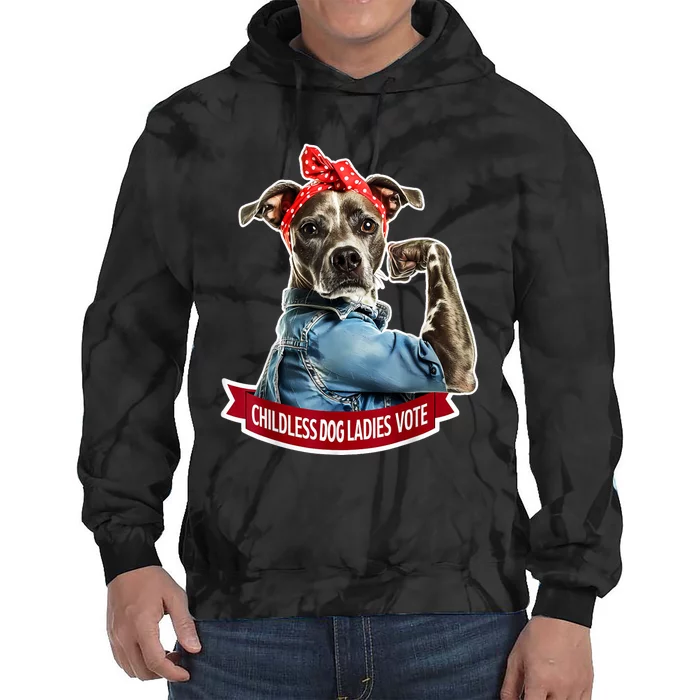 Childless Dog Ladies Vote Rosie The Riveter Tie Dye Hoodie