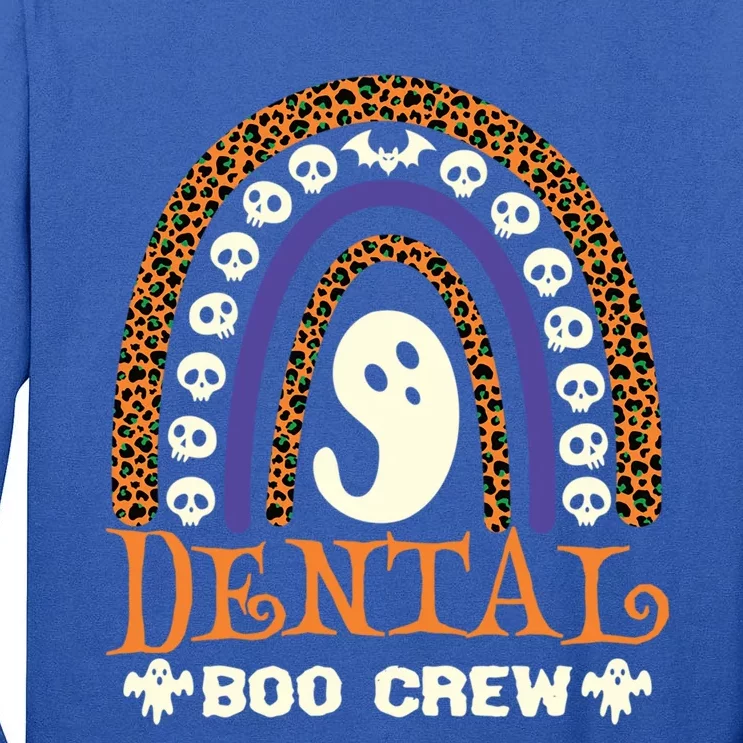 Cute Dentist Leopard Print Rainbow Halloween Dental Boo Crew Gift Tall Long Sleeve T-Shirt