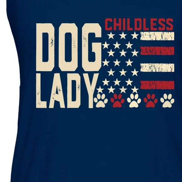 Childless Dog Lady Vote 2024 Us Flag Democratic President Ladies Essential Flowy Tank