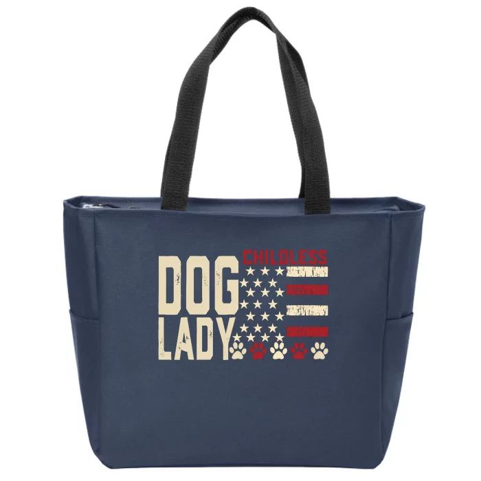 Childless Dog Lady Vote 2024 Us Flag Democratic President Zip Tote Bag