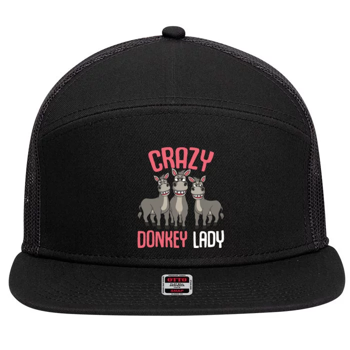 Crazy Donkey Lady Donkey Lover 7 Panel Mesh Trucker Snapback Hat