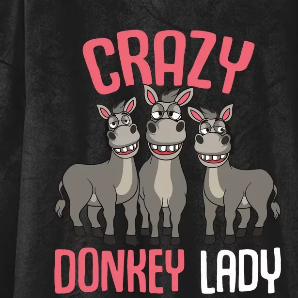 Crazy Donkey Lady Donkey Lover Hooded Wearable Blanket