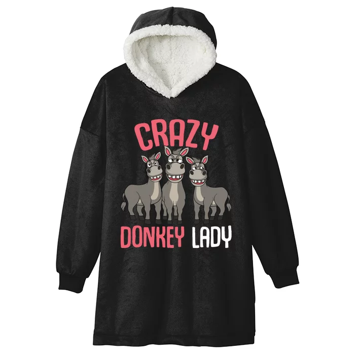 Crazy Donkey Lady Donkey Lover Hooded Wearable Blanket