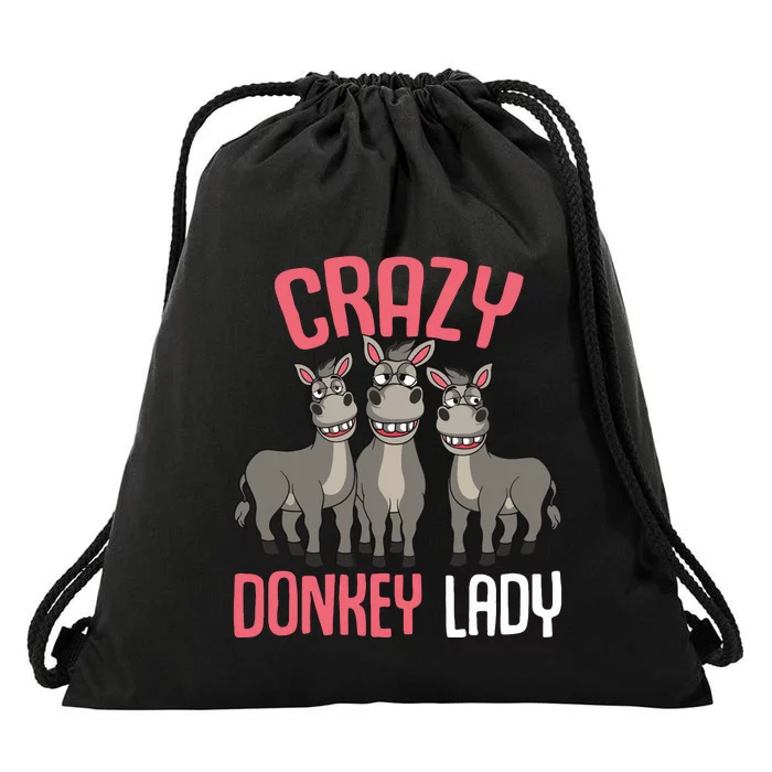 Crazy Donkey Lady Donkey Lover Drawstring Bag