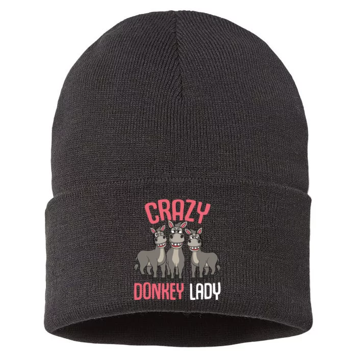 Crazy Donkey Lady Donkey Lover Sustainable Knit Beanie