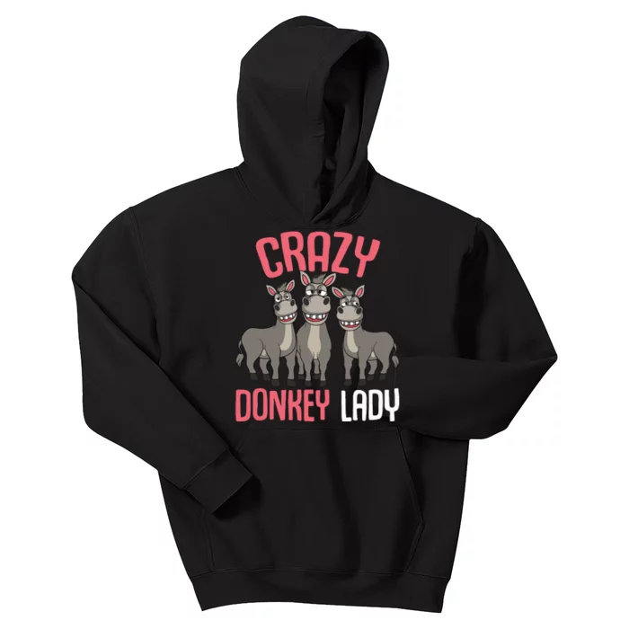 Crazy Donkey Lady Donkey Lover Kids Hoodie