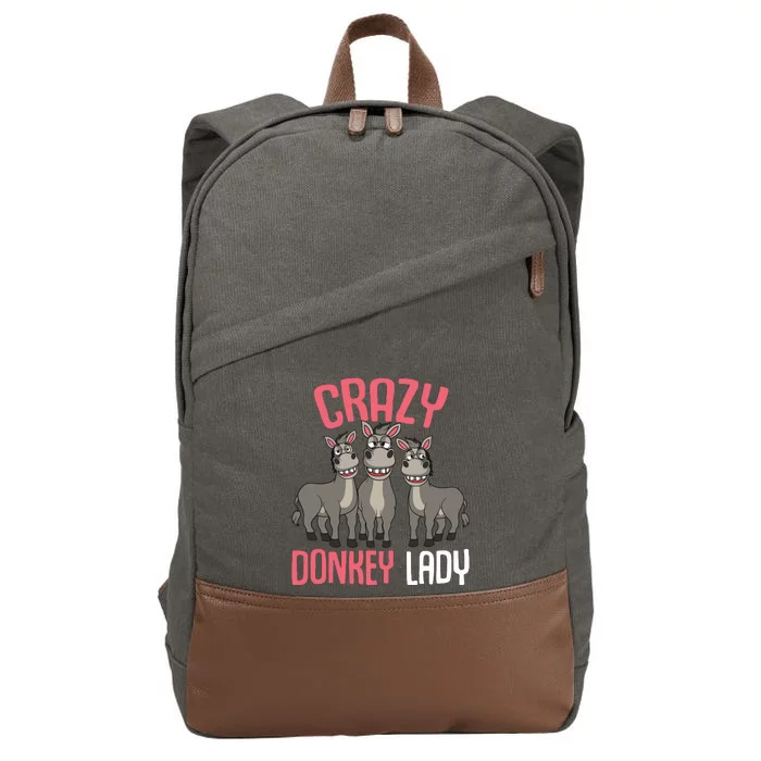 Crazy Donkey Lady Donkey Lover Cotton Canvas Backpack