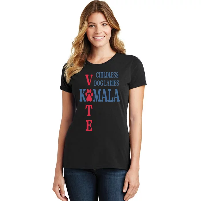 Childless Dog Ladies Vote For Kamala Harris 2024 Women's T-Shirt