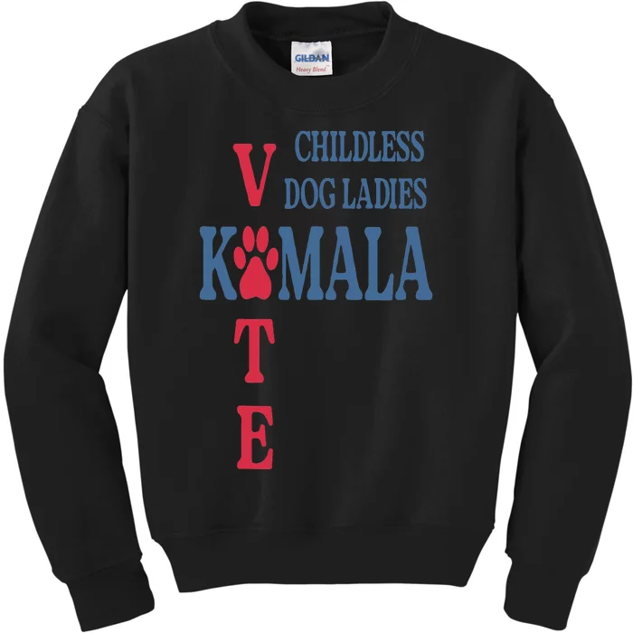 Childless Dog Ladies Vote For Kamala Harris 2024 Kids Sweatshirt