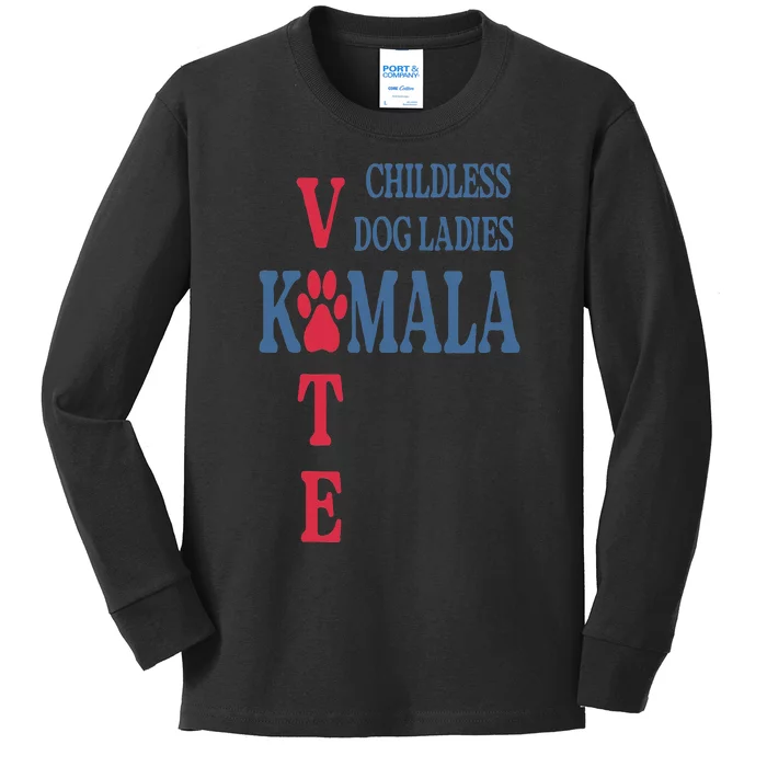 Childless Dog Ladies Vote For Kamala Harris 2024 Kids Long Sleeve Shirt