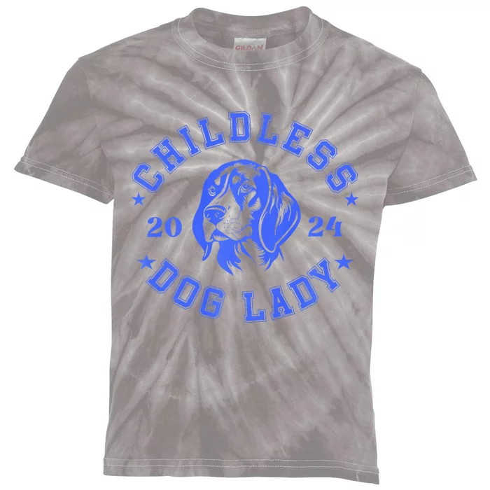 Childless Dog Ladies Voting For Kamala 2024 Kids Tie-Dye T-Shirt