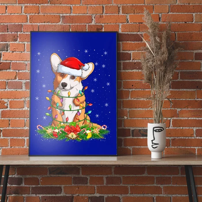 Corgi Dog Lover Lighting Xmas Santa Corgi Christmas Gift Poster