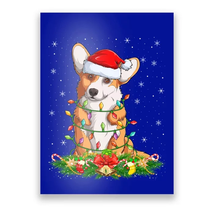 Corgi Dog Lover Lighting Xmas Santa Corgi Christmas Gift Poster