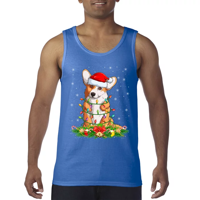 Corgi Dog Lover Lighting Xmas Santa Corgi Christmas Gift Tank Top